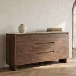 Credenza Ezekiel Noce e Pietra Sinterizzata Travertino | 160cm