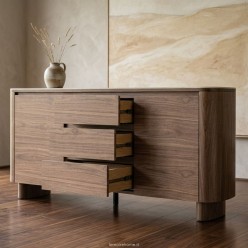 Credenza Ezekiel Noce e Pietra Sinterizzata Travertino | 160cm