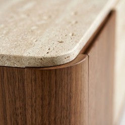 Credenza Ezekiel Noce e Pietra Sinterizzata Travertino | 160cm