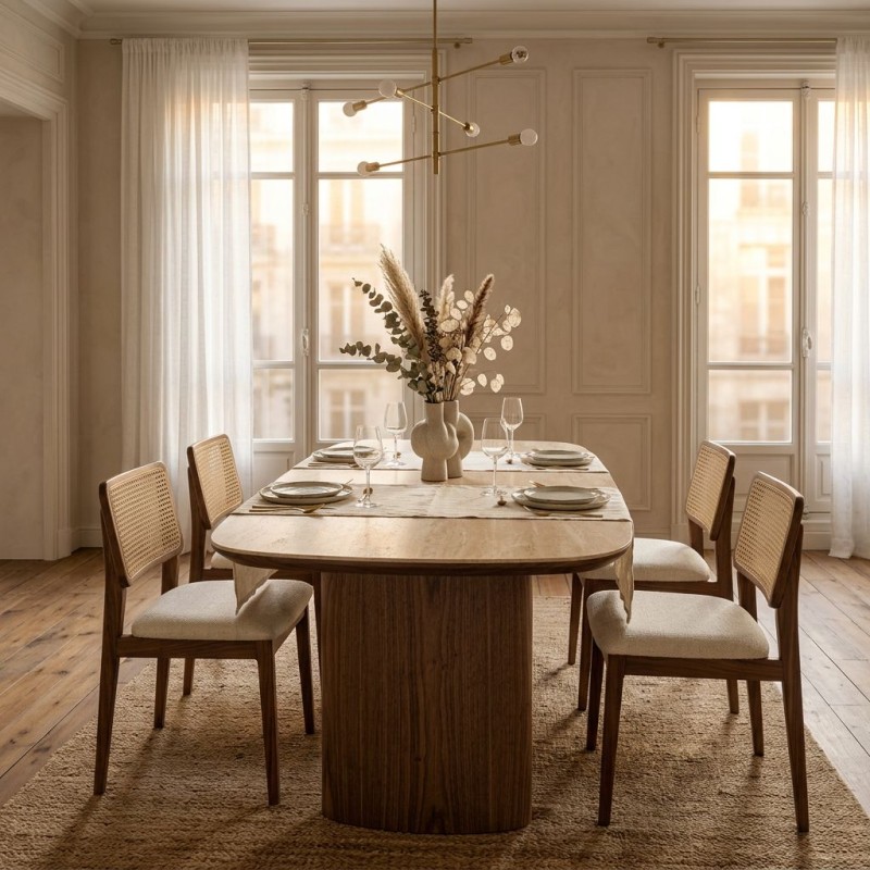 Tavolo Ezekiel Lemoire Home: Noce Canaletto e Pietra Effetto Travertino Tavolo Ezekiel Lemoire Home: Noce Canaletto e Pietra Effetto Travertino