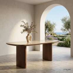 Tavolo Ezekiel Lemoire Home: Noce Canaletto e Pietra Effetto Travertino