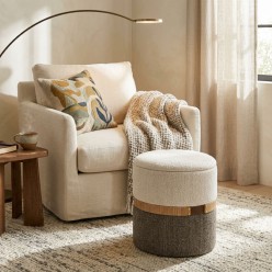 Set 2 Pouf Contenitori Talya: Texture Intrecciata e Ash Wood