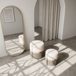 Set 2 Pouf Contenitori Talya: Texture Intrecciata e Ash Wood