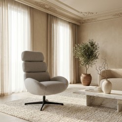 Poltrona Girevole Violante Perla: Design Avvolgente e Comfort 360°