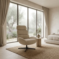 Poltrona Girevole Violante Perla: Design Avvolgente e Comfort 360°