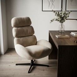 Poltrona Girevole Violante Perla: Design Avvolgente e Comfort 360°