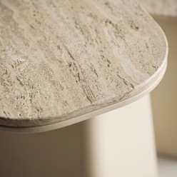 Set 2 Tavolini Hardy: Eleganza Ceramica Effetto Travertino e Acciaio
