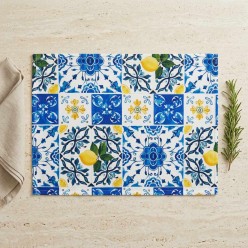 Tovaglietta Americana in Cotone Naturale Pattern Maiolica e Limoni - 35x50 cm
