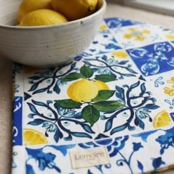 Tovaglietta Americana in Cotone Naturale Pattern Maiolica e Limoni - 35x50 cm