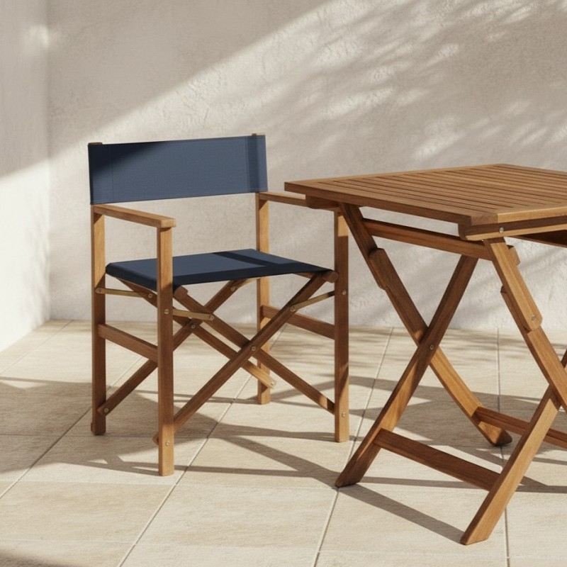 Sedia Regista in Acacia e Navy Blue: L'Eleganza Outdoor Lemoire Home Sedia Regista in Acacia e Navy Blue: L'Eleganza Outdoor Lemoire Home