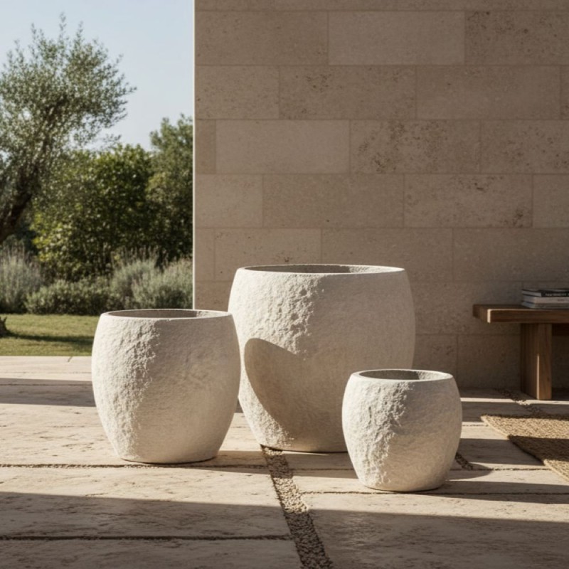 Set 3 Vasi Materici in Argilla e Fibra di Vetro | Lemoire Home