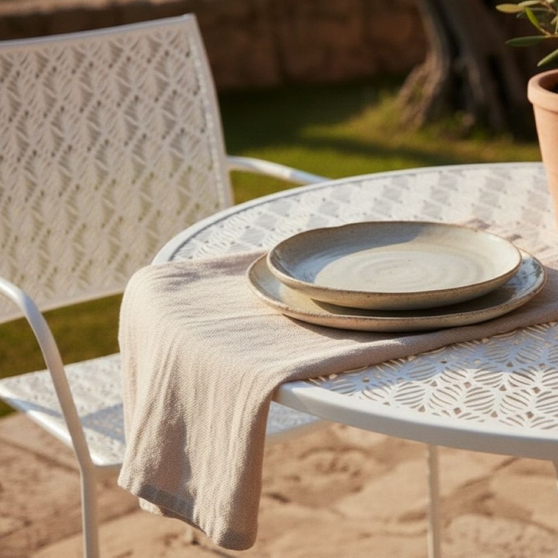 Sedia Outdoor Minerva: Acciaio Bianco Traforato con Braccioli