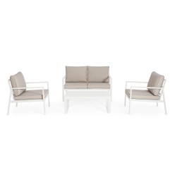 Salotto Outdoor Hilde Bianco: Alluminio, Textilene e Comfort Spun Poly