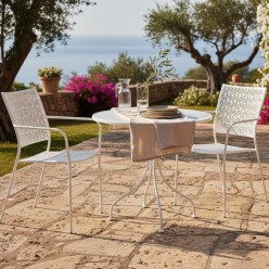 Sedia Outdoor Minerva: Acciaio Bianco Traforato con Braccioli lemoire home