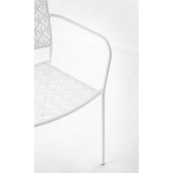 Sedia Outdoor Minerva: Acciaio Bianco Traforato con Braccioli