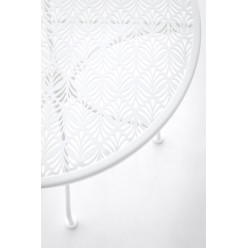 Tavolo Outdoor Minerva: Design Traforato a Felce in Acciaio Bianco