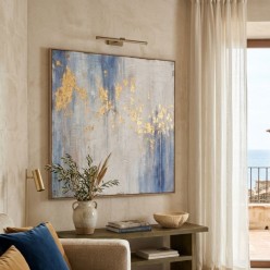 Quadro Astratto in azzurro con dettagli dorati come Etere di Poseidone