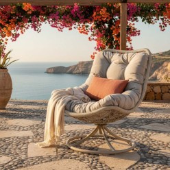 Poltrona Girevole Azores Light: Relax Avvolgente per Outdoor e Indoor