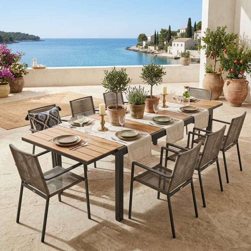 dettaglio-doghe-alluminio-finitura-naturale-tavolo-outdoor