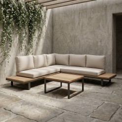 Salotto da esterno 5 posti scomponibile Angolare Antracite: Design in Alluminio e Comfort Olefin