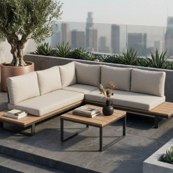 Salotto da esterno 5 posti scomponibile Angolare Antracite: Design in Alluminio e Comfort Olefin