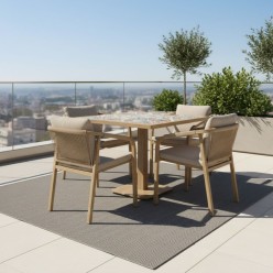 Sedia Outdoor Kalimera Desert: Alluminio Effetto Legno e Corda