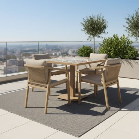 Sedia Outdoor Kalimera Desert: Alluminio Effetto Legno e Corda