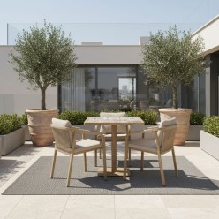 Sedia Outdoor Kalimera Desert: Alluminio Effetto Legno e Corda