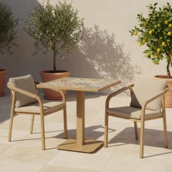 Tavolo quadrato Kalimera per esterni 73x73 cm: Alluminio e Maioliche Spagnole