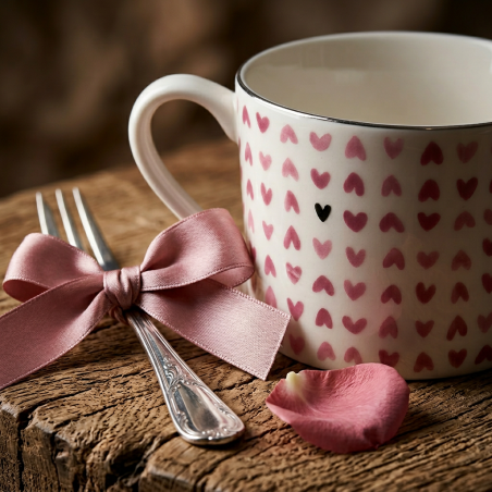 Tazza Porcellana Cuori Rosa 10x7cm Bastion Collection | Lemoire Home