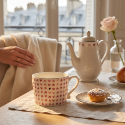 Mug in Porcellana White & Rose Hearts – Lemoire Home Selection