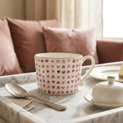 Mug in Porcellana White & Rose Hearts – Lemoire Home Selection