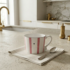Tazza Mug Big Stripe Rosa e Bianca – Chic Porcellana Lemoire Home