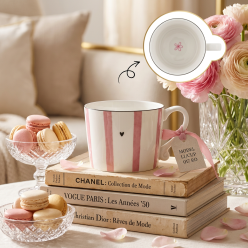 Tazza Mug Big Stripe Rosa e Bianca – Chic Porcellana Lemoire Home