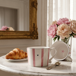 Tazza Mug Big Stripe Rosa e Bianca – Chic Porcellana Lemoire Home