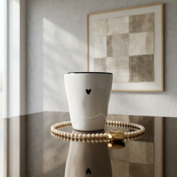 Tazzina Espresso Bastion Collection Bianca con Cuore Nero - 7 cm