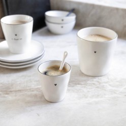 Tazzina Espresso Bastion Collection Bianca con Cuore Nero - 7 cm