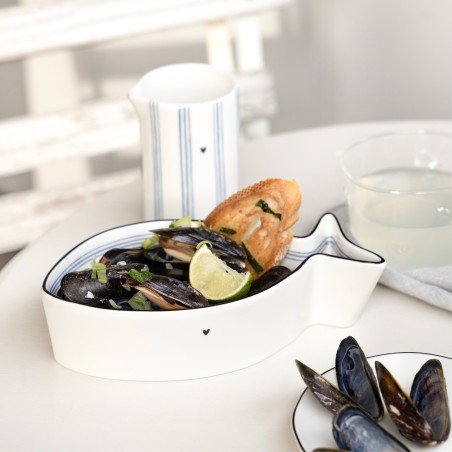 Ciotola Pesce White & Blue Stripes: Eleganza Mediterranea Lemoire Home