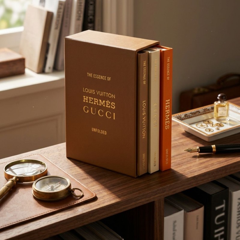 Set Libri "The Essence Of": Trilogia Luxury Gucci, Hermès, Vuitton