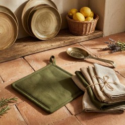 Presina verde oliva in cotone fatto a mano – Calore e natura nella collezione Meleagro