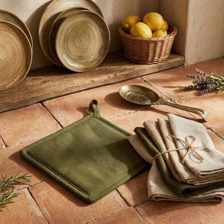 Presina verde oliva in cotone fatto a mano – Calore e natura nella collezione Meleagro