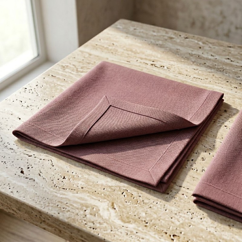 Petali sulla tavola: tovaglioli in stoffa malva collezione Andromaca Petali sulla tavola: tovaglioli in stoffa malva collezione Andromaca