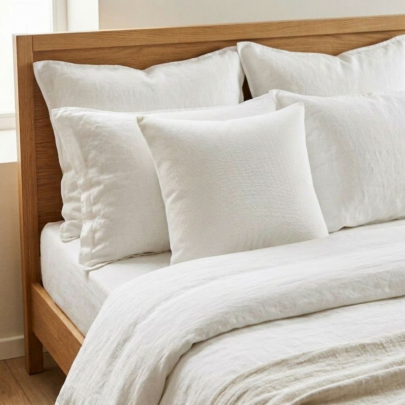 Cuscino Bianco in Cotone 100% Artigianale - Collezione Leukothea | Lemoire Home Cuscino Bianco in Cotone 100% Artigianale - Collezione Leukothea | Lemoire Home