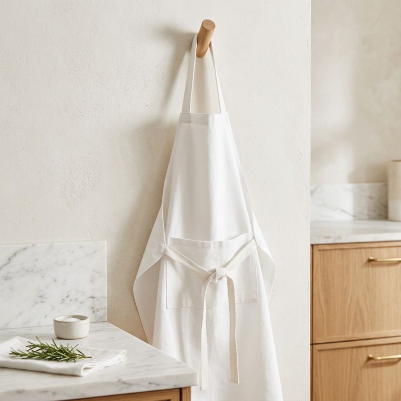 Grembiule da Cucina in Cotone 100% Artigianale Bianco - Collezione Leukothea | Lemoire Home