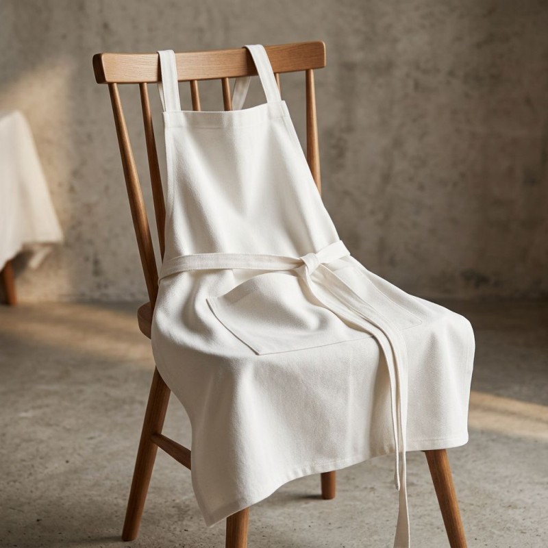 Grembiule da Cucina in Cotone 100% Artigianale Bianco - Collezione Leukothea | Lemoire Home