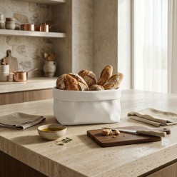 Cestino da Tavola in Cotone 100% Bianco Artigianale - Collezione Leukothea | Lemoire Home