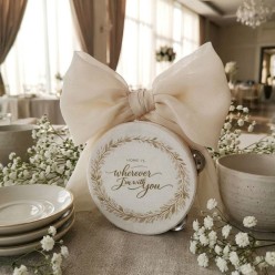 Fuoriporta Personalizzato Collezione Psiche - Fiocco in Cotone e Tulle con Tamburello - Made in Italy
