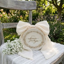 Fuoriporta Personalizzato Collezione Psiche - Fiocco in Cotone e Tulle con Tamburello - Made in Italy