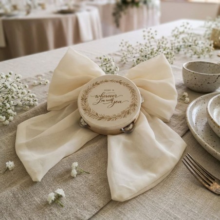 Fuoriporta Personalizzato Collezione Psiche - Fiocco in Cotone e Tulle con Tamburello - Made in Italy