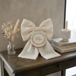 Fuoriporta Personalizzato Collezione Psiche - Fiocco in Cotone e Tulle con Tamburello - Made in Italy